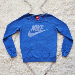 NIKE Cobalt Blue Pullover Sweatshirt Logo Swoosh Sz S Vintage Retro
